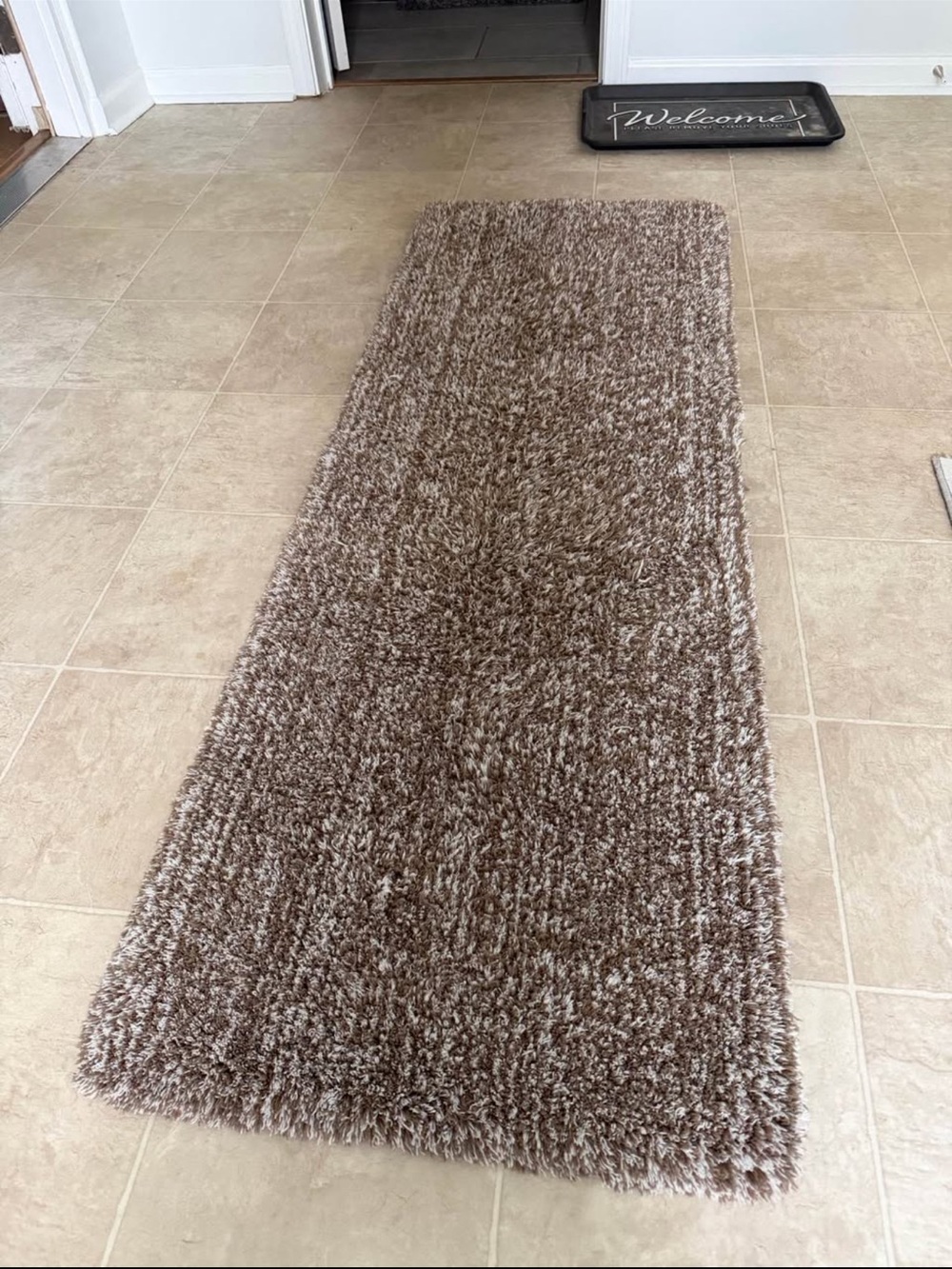 Plush Brown Shag Runner Rug -